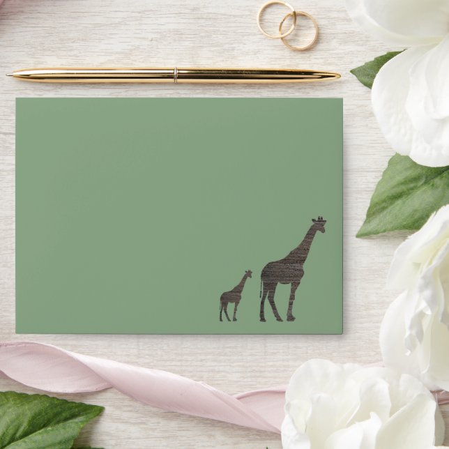 Clay Safari Giraffe, Rustic Wedding Envelope (Wedding)