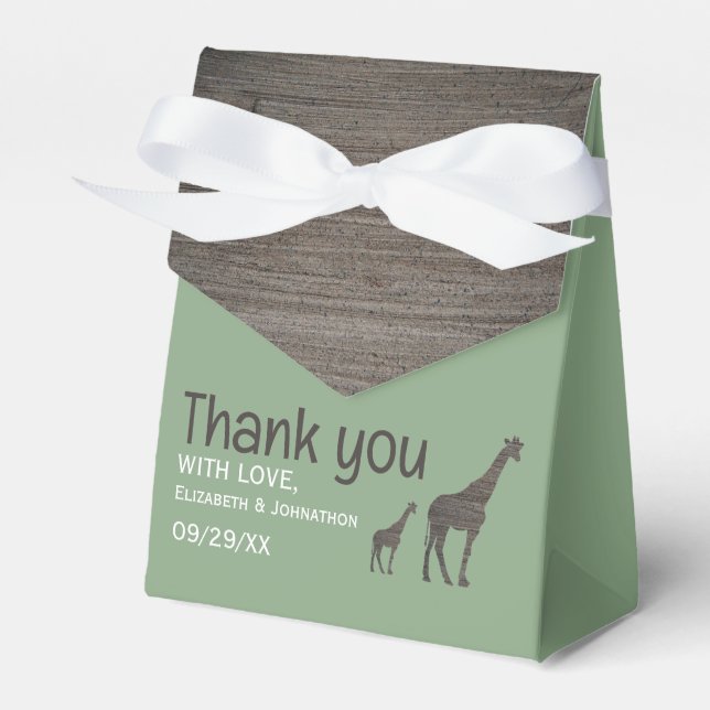 Clay Safari Giraffe, Rustic Wedding Favour Box (Front Side)