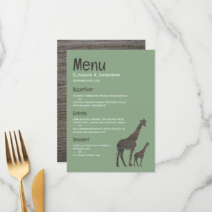 Clay Safari Giraffe, Rustic Wedding Menu