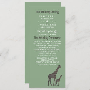 Clay Safari Giraffe, Rustic Wedding Programme