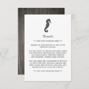 Clay Seahorse Beach Wedding Detail Enclosure Card