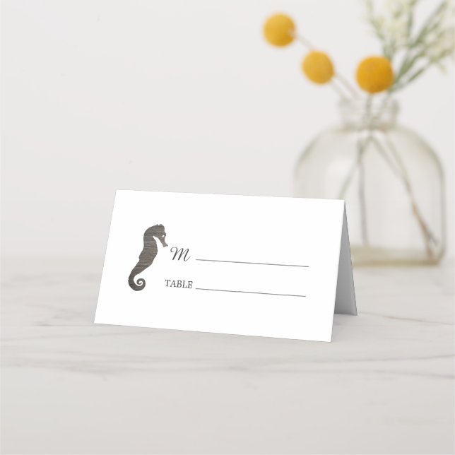 Clay Seahorse Beach Wedding Place Card (Front)