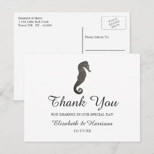 Clay Seahorse Beach Wedding Thank You Postcard