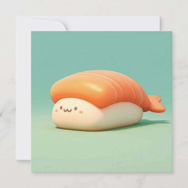 Clay Shrimp Nigiri Sushi Illustration Postcard (Front)