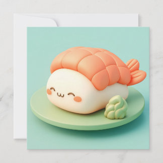 Clay Shrimp Nigiri Sushi with Wasabi Postcard