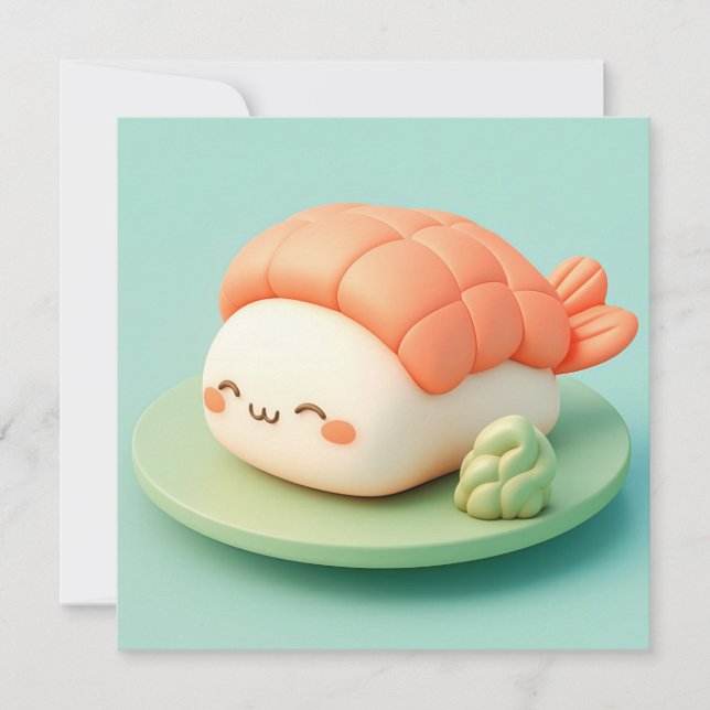 Clay Shrimp Nigiri Sushi with Wasabi Postcard (Front)