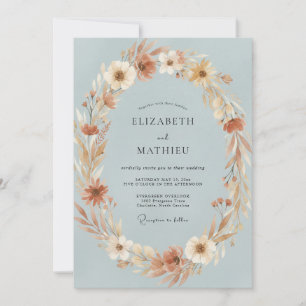Clay Slate Wreath Wedding Invitation