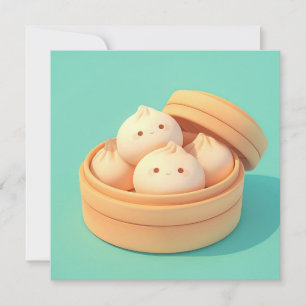 Clay Steamed Dumplings in Bamboo Steamer Postcard