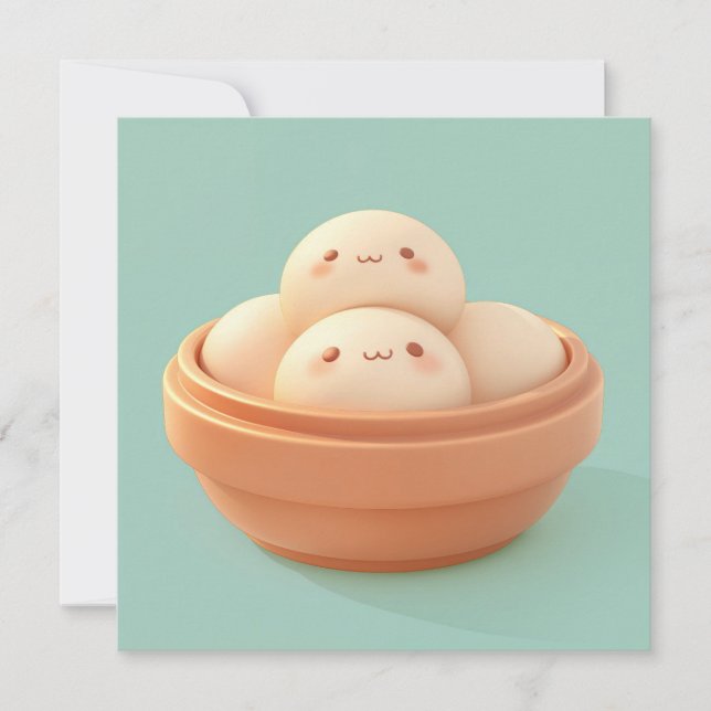 Clay Steamed Dumplings in Orange Bowl Postcard (Front)