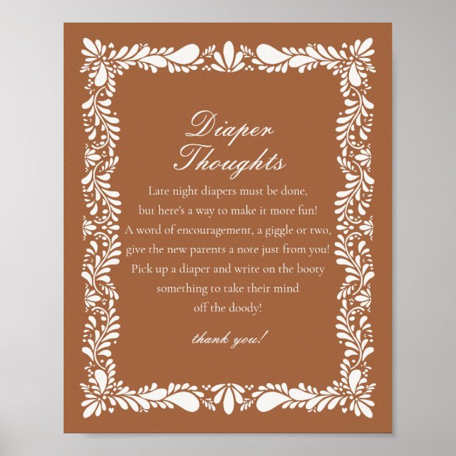 Clay Talavera Tile Diaper Thoughts Baby Shower Poster (Front)