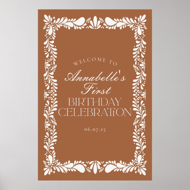 Clay Talavera Tile Fiesta Birthday Party Welcome Poster (Front)