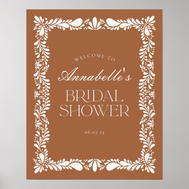 Clay Talavera Tile Fiesta Bridal Shower Welcome Poster (Front)