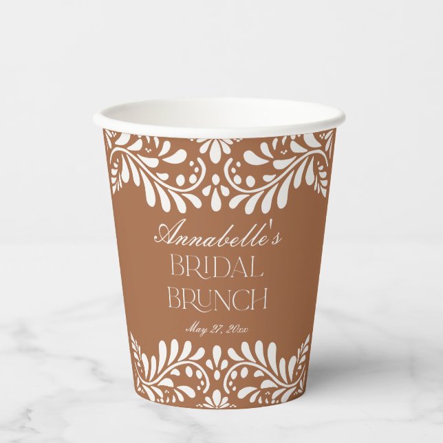 Clay Talavera Tile Spanish Fiesta Bridal Brunch Paper Cups (Front)