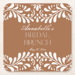 Clay Talavera Tile Spanish Fiesta Bridal Brunch Square Paper Coaster<br><div class="desc">Everyone loves a fiesta! This collection is a stunning blend of elegance and cultural heritage, inspired by the traditional Mexican Clay Talavera tile patterns. The earthy burnt orange Terracotta floral border exudes sophistication and a touch of festive charm, making it perfect for your Spanish or Mexican inspired celebration. Whether you're...</div>