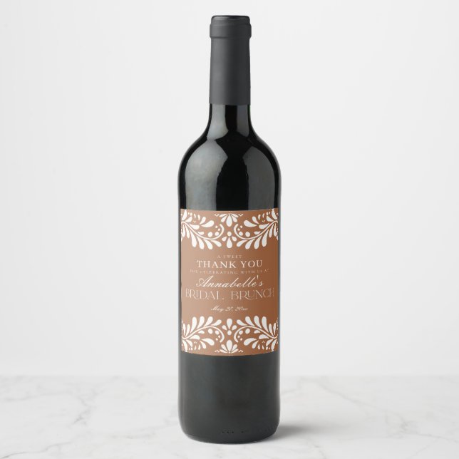Clay Talavera Tile Spanish Fiesta Bridal Brunch Wine Label (Front)