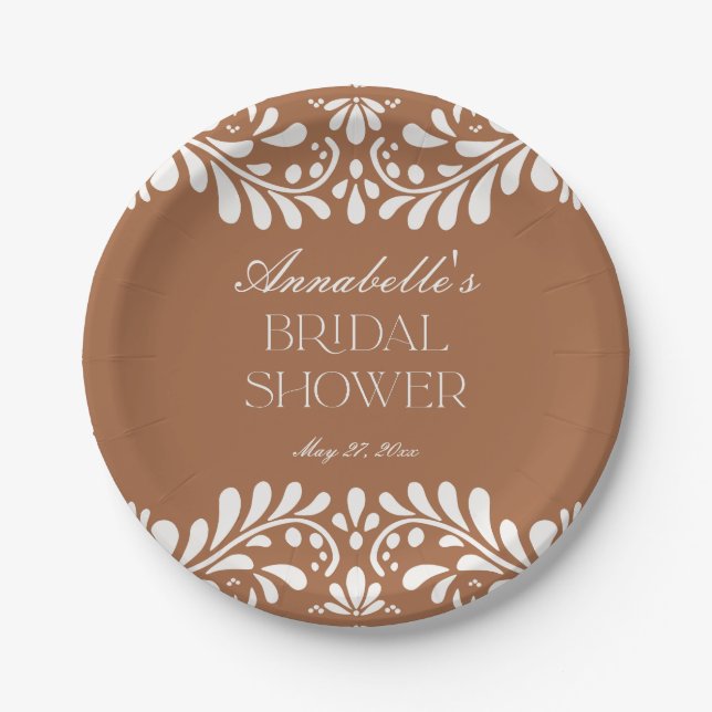 Clay Talavera Tile Spanish Fiesta Bridal Shower Paper Plate (Front)