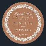 Clay Talavera Tile Spanish Fiesta Wedding Favour Classic Round Sticker<br><div class="desc">Everyone loves a fiesta! This collection is a stunning blend of elegance and cultural heritage, inspired by the traditional Mexican Clay Talavera tile patterns. The earthy burnt orange Terracotta floral border exudes sophistication and a touch of festive charm, making it perfect for your Spanish or Mexican inspired celebration. Whether you're...</div>