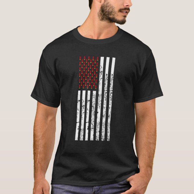 Clay Target Shooting Usa Flag - Retro Shotshell Fl T-Shirt (Front)