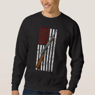 Clay Target Shooting Usa Shotgun Flag Shotgun Cart Sweatshirt