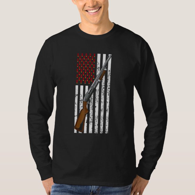 Clay Target Shooting Usa Shotgun Flag Shotgun Cart T-Shirt (Front)