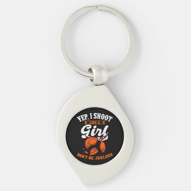 Clay Target Shooting Yep, I Shoot Like A Girl Gift Key Ring (Front)