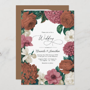 Clay Terracotta, Desert Rose & Pale Oat Wedding Invitation