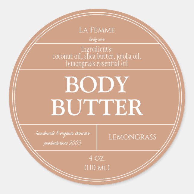 Clay & White Boho Cosmetic Product Label (Front)