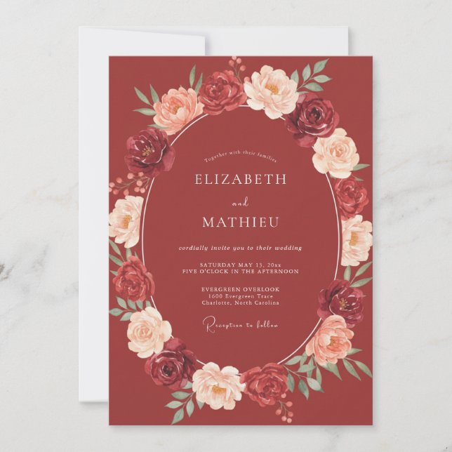 Clay Wreath Wedding Invitation (Front)