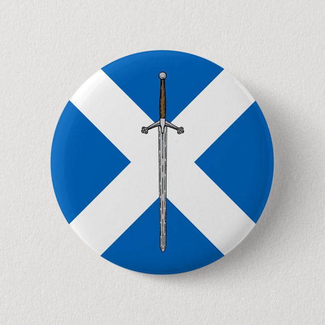 Claymore and Saltire 6 Cm Round Badge (Front)