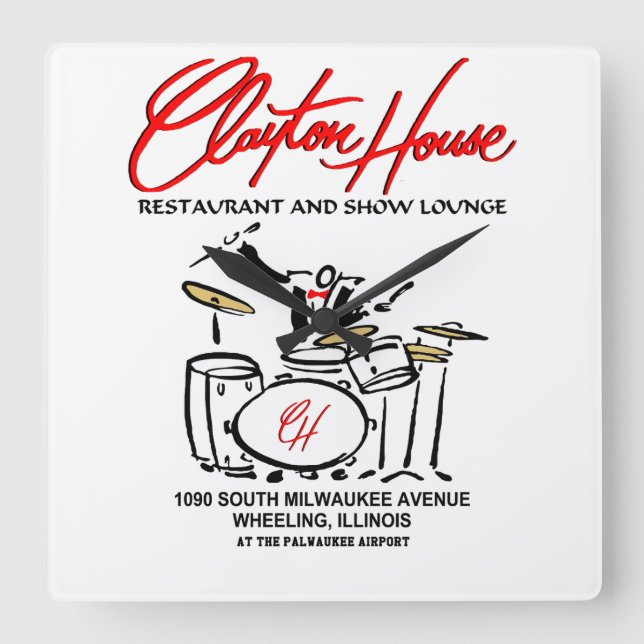 Clayton House Restaurant and Show Lounge, Wheeling Square Wall Clock (Front)