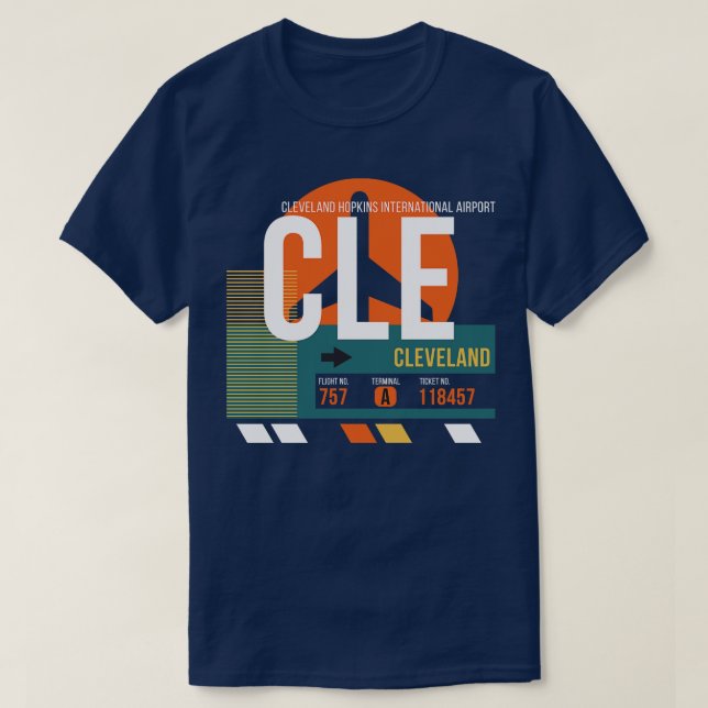 CLE Airport Code Baggage Tag T-Shirt (Design Front)