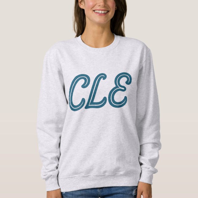 CLE Cleveland Airport Code – Retro Style Travel &  Sweatshirt (Front)