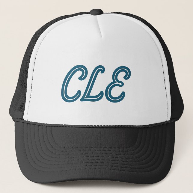 CLE Cleveland Airport Code – Retro Style Travel &  Trucker Hat (Front)