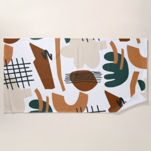 Clean Abstract Boho Pattern Modern Minimal Beach Towel