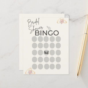 Clean Aesthetic Bridal Shower Bingo Card Game