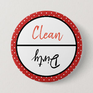 Clean and Dirty Dishwasher Dishes Notice 7.5 Cm Round Badge