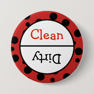 Clean and Dirty Dishwasher Dishes Notice 7.5 Cm Round Badge