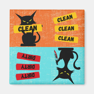 Clean and Dirty Funny Cat Dishwasher Magnet 