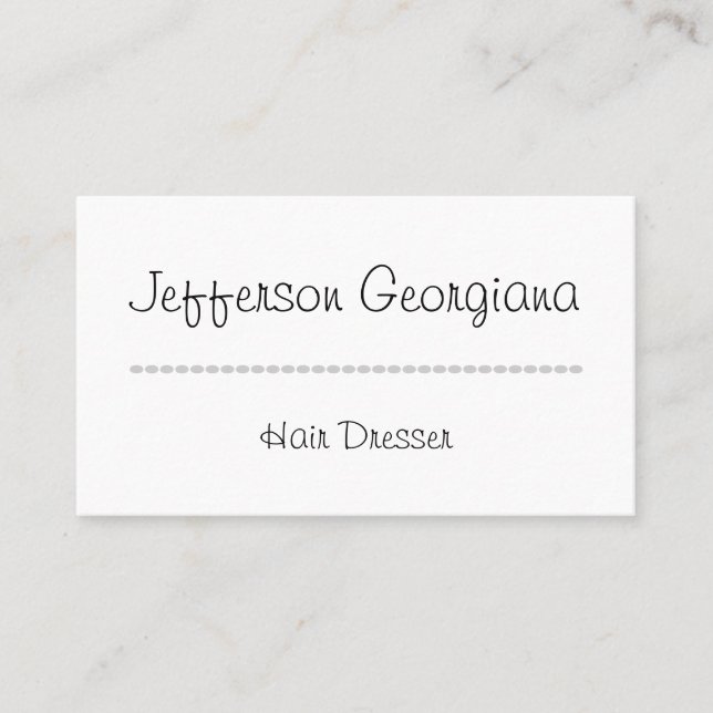 Clean and Minimal Hair Dresser Business Card (Front)