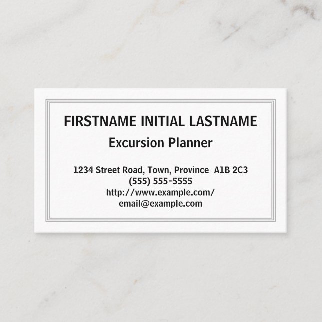Clean and Plain Excursion Planner Business Card (Front)