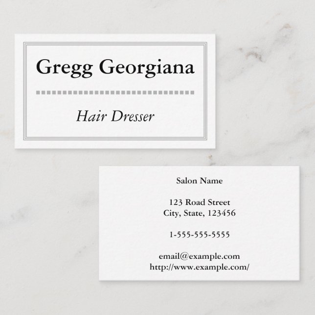 Clean and Simple Hair Dresser Business Card (Front/Back)
