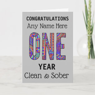 Clean and sober birthday anniversary personalised card