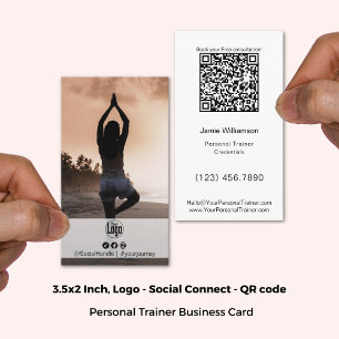 Clean Approachable Photo Logo Personal Trainer  Business Card