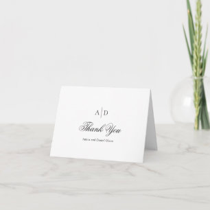 Clean Black and White Classic Wedding Thank You Card