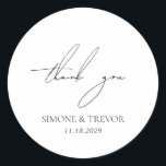 Clean Black and White Modern Wedding Classic Round Sticker<br><div class="desc">Modern wedding stickers featuring a simple yet elegant design with serif and script fonts.</div>