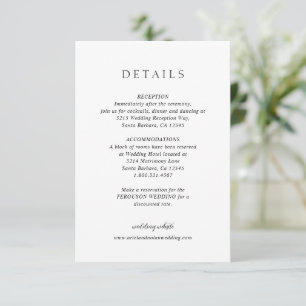 Clean Black and White Modern Wedding Enclosure Card