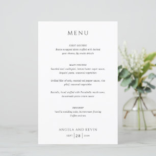 Clean Black and White Modern Wedding Menu