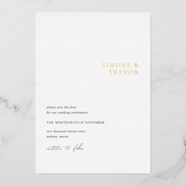 Clean Black and White Modern Wedding Save the Date (Front)