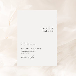 Clean Black and White Modern Wedding Save The Date