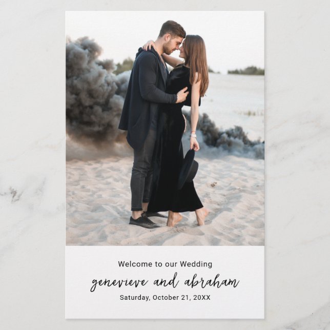 Clean Black and White Photo Budget Wedding Program Flyer (Front)